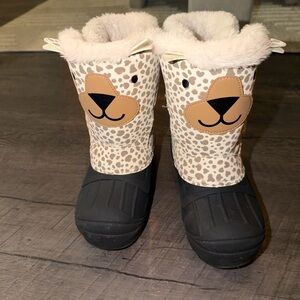 Kids Leopard Print Winter Boots